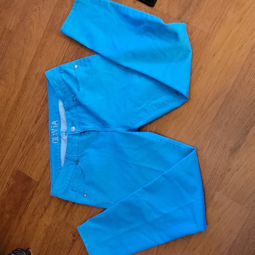 DELIA Olivia ankle stretch skinny jeans aqua 5 pocket style sz 9 EUC